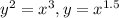 y^{2}=x^{3}, y=x^{1.5}