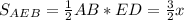 S_{AEB}= \frac{1}{2}AB*ED= \frac{3}{2}x