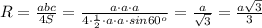 R= \frac{abc}{4S} = \frac{a\cdot a\cdot a}{4\cdot \frac{1}{2} \cdot a\cdot a\cdot sin 60 ^{o} } = \frac{a}{ \sqrt{3} }= \frac{a \sqrt{3} }{3}