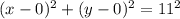 (x-0)^2+(y-0)^2=11^2