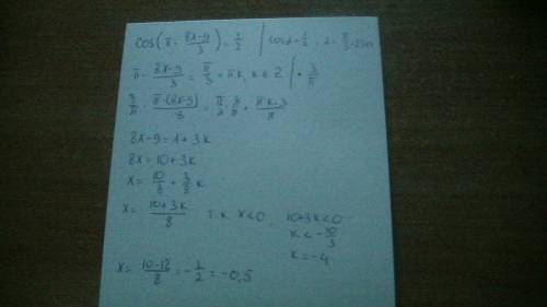 Найти наибольший отрицательный корень уравнения cos((pi*(8*x-9))//3)=1//2 (решение)