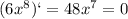 (6 x^{8} )`=48 x^{7} =0