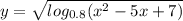 y= \sqrt{log_{0.8}(x^2-5x+7)}