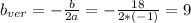 b_{ver} =-\frac{b}{2a} =-\frac{18}{2*(-1)} =9