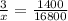 \frac{3}{x} = \frac{1400}{16800}