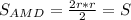 S_{AMD}=\frac{2r*r}{2}=S