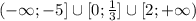 (-\infty;-5] \cup [0;\frac{1}{3}] \cup [2;+\infty)