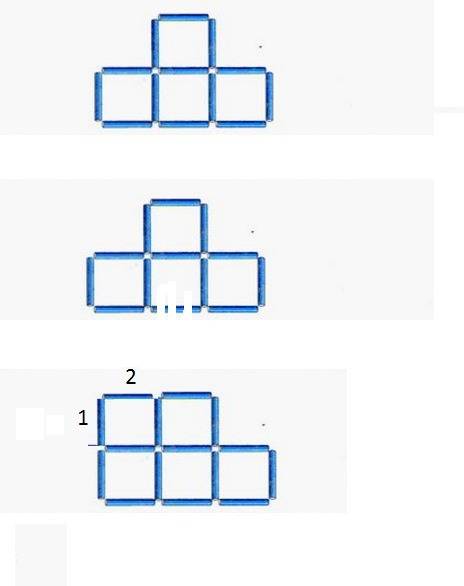 Как убрать 1 палочку чтобы осталось 3 квадрата? по тому же рисунку скажи как добавить 2 палочки чтоб
