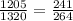 \frac{1205}{1320}=\frac{241}{264}