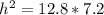 h^{2} = 12.8*7.2