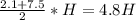 \frac{2.1+7.5}{2} *H = 4.8H