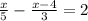 \frac{x}{5}- \frac{x-4}{3}=2