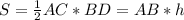 S=\frac{1}{2}AC*BD=AB*h