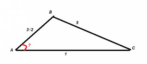 Сторони трикутника: 1 см,3 корінь з 2 см,5 см.зайти кут,який лежить проти більшої сторонм