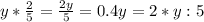 y*\frac{2}{5}=\frac{2y}{5}=0.4y=2*y:5