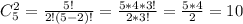 C_{5} ^{2} = \frac{5!}{2!(5-2)!} = \frac{5*4*3!}{2*3!} = \frac{5*4}{2} =10