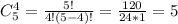 C_{5}^{4} = \frac{5!}{4!(5-4)!} = \frac{120}{24*1} =5