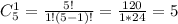 C_{5}^{1} = \frac{5!}{1!(5-1)!} = \frac{120}{1*24} =5