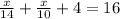 \frac{x}{14} + \frac{x}{10} +4=16