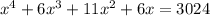 x^4+6x^3+11x^2+6x=3024