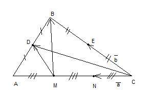 Dи e- середины сторон ab и bс треугольника abc, точки м и n лежат на ac, причем ам=mn=nc вектор cn=