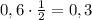 0,6\cdot\frac12=0,3