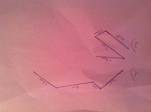 Нарисуйте две разные ломаные со звеньями 4см, 1 см 5мм, 5см, 3см 8мм.