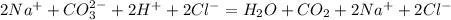 2Na^{+}+CO_{3}^{2-}+2H^{+}+2Cl^{-}=H_{2}O+CO_{2}+2Na^{+}+2Cl^{-}