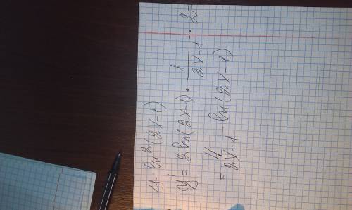 Найти производную функции: y=ln^2(2x-1)