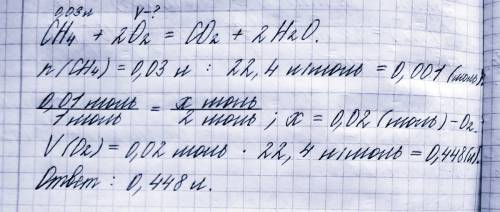 Какой объем кислорода потребуется для полного сгорания 30 мл метана?