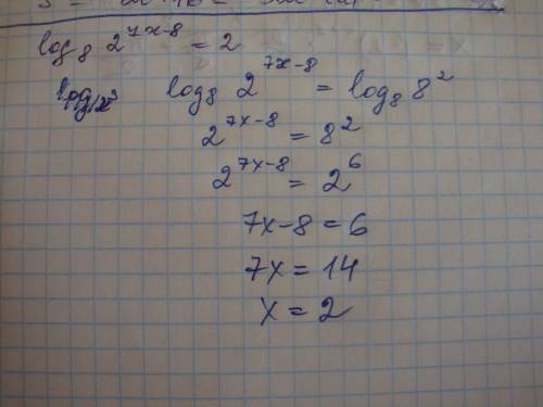 Можете подробно объяснить, как это решать, log8 2^7x-8 =2