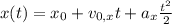 x(t)=x_0+v_{0,x} t+a_x \frac {t^2}{2}