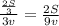 \frac{ \frac{2S}{3} }{3v}=\frac{2S}{9v}