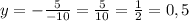 y=-\frac5{-10}=\frac5{10}=\frac12=0,5