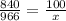 \frac{840}{966} = \frac{100}{x}