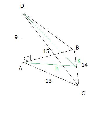 Основание пирамиды dabc является треугольник со сторонами ac= 13 см ab=15 см cb=14 см . боковое ребр