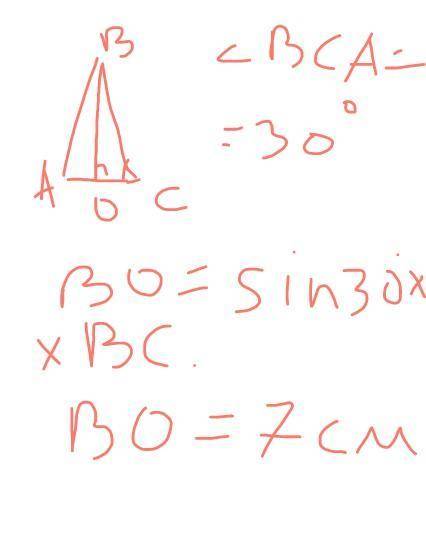 Найдите высоту конуса, если известно, что образующая равна 14 см составляет с основанием угол 30 гра