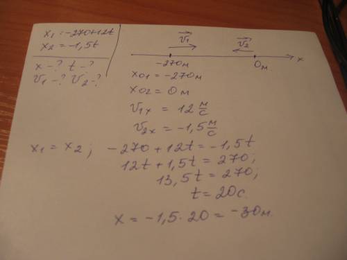 :) движение грузового автомобиля описывается уравнением х1= -270+12t а движение пеешехода по обочине