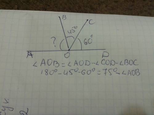 Урозгорнутому куті aod проведено внутрішні промені ob і oc.знайдіть градусну міру кута aob, якщо кут