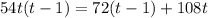 54t(t-1)=72(t-1)+108t