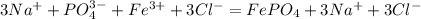 3Na^{+} + PO_{4}^{3-} + Fe^{3+} + 3Cl^{-} = FePO_{4} + 3Na^{+} + 3Cl^{-}