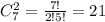 C_7^2=\frac{7!}{2!5!}=21