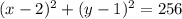 (x-2)^2+(y-1)^2=256