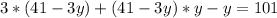 3*(41-3y)+(41-3y)*y-y=101