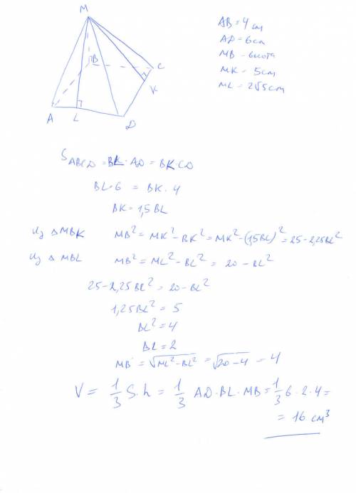 Основанием пирамиды служит параллелограмм, стороны которого равны 4 см и 6 см. боковое ребро, проход