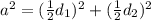 a^{2} = (\frac{1}{2} d_{1})^{2} +(\frac{1}{2} d_{2})^{2}