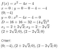 Найдите нули функции f(x)= x^2-4x-4=0