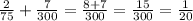 \frac2{75}+\frac7{300}=\frac{8+7}{300}=\frac{15}{300}=\frac1{20}