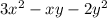 3 x^{2} -xy-2 y^{2}