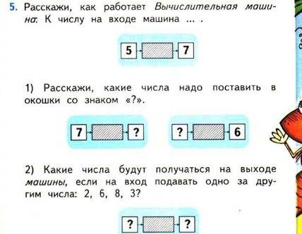 Как работает вычислительная машина: к числу на входе 5- -7.а)какие числа надо поставить в окошки со